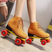 Double-row skates vintage female adult canvas pulley beginner four droughts men and womens figure flash roller skating rink