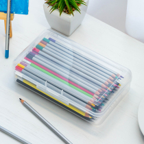Plastic transparent simple pencil box stationery box pen box art sketch pencil box large capacity Net Red childrens pen bag stationery box male and primary school students cute pencil case mask storage box