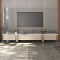 Italian Minimalist Art Design TV Cabinet Light Extravagant High-end Ground Cabinet Baking Varnish Containing Rock Plate TV Cabinet Tea Table Combination