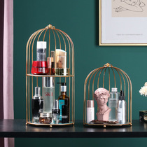 Nordic wrought iron cosmetics rack dressing table desktop storage rack perfume lipstick skin care bird cage rack