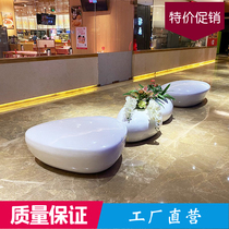 New leisure chair modern shopping mall sales department outdoor square glass fiber reinforced plastic Pebble combination flowerpot public bench