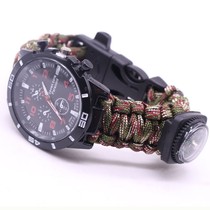 Wild survival Flint compass whistle for help outdoor multifunctional thermometer seven-core high-strength umbrella rope watch