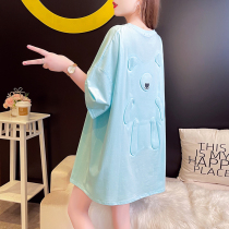 Summer dress pregnant woman T-shirt woman loose big code short sleeve pure cotton one-piece dress with long style blouses in summer display slim fit