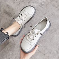 Hong Kong trendy brand flat white shoes womens 2021 summer and autumn new all-match one-pedal beef tendon bottom doudou shoes pregnant womens shoes