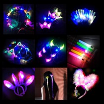 Colorful luminous garland rattan headdress led lights cat ears rabbit ears headband night market stall luminous toys