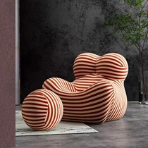 Nordic Casual Embroidered Chair Designer Creative Profiled Hug Chair Mesh Red Styled Cotton Mamas Embrace Sofa Chair
