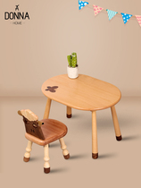 Nordic Solid Wood Childrens Table Kindergarten Desk Household Baby Lifting Table Peanut Table