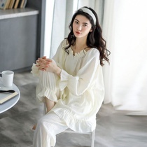 Pajamas womens 2021 summer ice silk long-sleeved spring and Autumn home clothes womens suit simulation screen red student suit