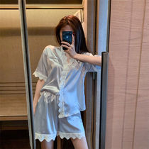 Pajamas women summer ice silk sexy short sleeve two-piece ins wind net red explosions cute summer home clothing set