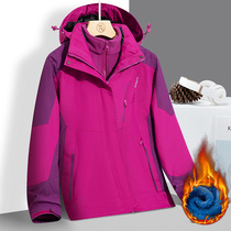 Storm-grade jacket womens coat winter plus velvet thickened removable coral velvet mother outdoor work clothes customized