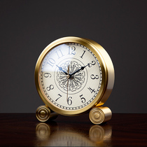 Brass clock light luxury table clock home sitting clock ornaments living room table Table Table Table Table Table Table Table Table table