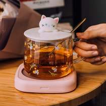 55 ° C warm warm cup automatic thermostatic heating cup cushion home glass water mug insulated base Bubble Tea God