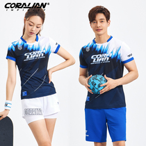 Colian Korean badminton suit womens suit mens short sleeve 2021 new couples uniform breathable quick-dry top