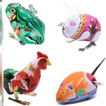  Post-80s classic traditional nostalgic tin frog rabbit rooster mouse toy childrens winding clockwork puzzle interactive