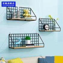 Wall shelf wall hanging non-perforated bed bedroom bedside bookshelf dormitory storage artifact bathroom shelf