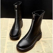 Cerding Boots Womens Autumn New Style Vintage Short Boot Single Boots Thick Foot Long Skinny Boots