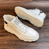 Mens shoes 2021 New Tide winter plus velvet casual shoes mens board shoes High all small white shoes mens leather