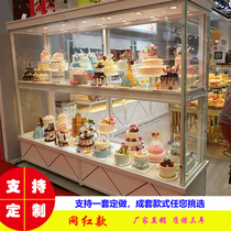 Cake baking bakery display cabinet birthday cake solid wood sample simulation model cabinet glass commercial iron cabinet
