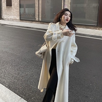 White woolen coat women Korean version of loose 2021 new autumn and winter long woolen coat women (15