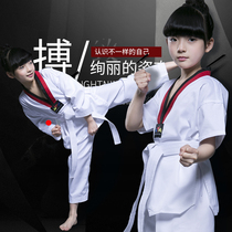 Cotton Taekwondo clothing childrens training uniforms for beginners male and female long-sleeved short-sleeved clothing customization