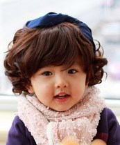 Children's wig girl headdress styling baby girl long hair girl short curly hair princess baby wig cap cute