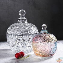 Nordic Crystal Retro Square Sugar Jars Princess Glass Home Candy Box Gift First Accessories Box Stripe Containing Jar