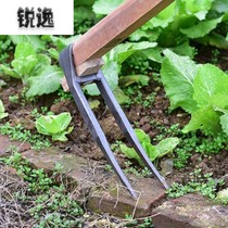Household all-steel long two-tooth hoe two-tooth hoe digging for land planting vegetables farming tools two-tooth agricultural rakes