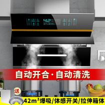 Good wife double motor range hood kitchen household side suction type large suction discharge range hood gas stove package