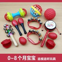Baby little sand hammer red ball hand bell newborn baby hand grip and listen visual training red toy small rattle