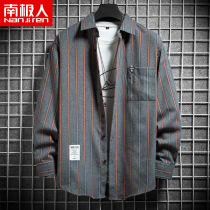 Antarctic people plaid shirt men Korean fashion casual jacket 2021 spring new youth shirt top