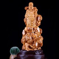 Yabai Wenwen Wealth God Root Carving Woodcarving Decorated Material Taihang Crafts Characters Home with the Statue Buddha Statue