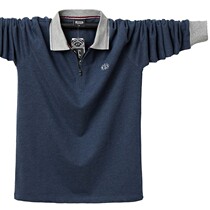 Tide brand long sleeve polo shirt mens autumn and winter 2021 new fat plus size cotton loose fat mens clothing
