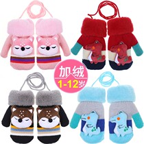 Autumn and Winter Childrens gloves girls little girls boys children small children cute winter plus velvet thick protection