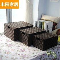 Storage box rattan woven box basket frame imitation Teng rectangular bamboo finishing with cover wickerwork storage basket