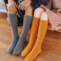 Coral velvet socks women home sleep autumn and winter calf socks plus velvet floor socks winter warm thick stockings men