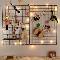 Creative wall grid shelf wall-mounted bedroom non-perforated photo wall wrought iron dormitory hanging wall decoration pendant