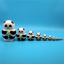 Matryoshka 10-layer handmade creative childrens educational toys gift ornaments air-dried basswood panda large