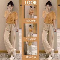 2022 Summer womens dress New salt Department High sense Light and fat mm Slim Wearing Hitch Red Temperament Two Suits