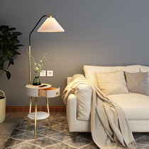 Nordic floor lamp Living room sofa Design Bedroom Bedside table One shelf Light luxury double-layer vertical table lamp