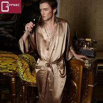 High-end light extravaganza true silk sleepwear for men sleeping robes 100% mulberry silk bathrobes Hangzhou Silk luxurious morning robes