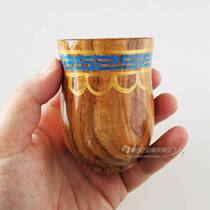 Wooden wine glass cup Cup Mongolian characteristics hand-drawn pattern wooden cup Mongolian meal solid wood water Cup tableware