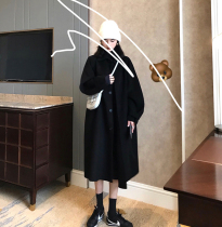 Hepburn style black double-sided cashmere coat womens long little man 2021 autumn and winter tweed coat New