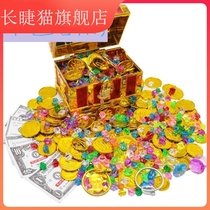 Childrens Treasure Box Crystal Gem Toy Pirate Treasure Box Treasure Game Gold Coin Project Barbera Case