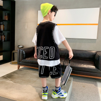 Boy Summer Clothing Short Sleeve Suit 2022 New Tide Ocean Gas CUHK Children Two Sets Boys Korean Version Sports Casual
