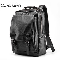Cavid Kevin European And European Fashion Mens Double Shoulder Bag Cow Leather Casual Computer Bag Student Business Genuine Leather Backpack