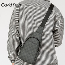 ck and USA plaid print Korean version leather boy bag student backpack casual outdoor inclined satchel men sports small size chest bag