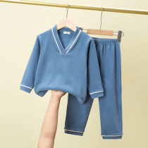 Parent-Child clothing super comfortable Spring and Autumn Winter men and womens pajamas set De Velle soft cotton middle-aged childrens home clothes