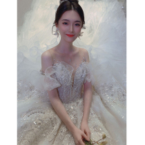 French light main wedding dress 2021 New temperament bride heavy industry tail high end luxury Palace Princess little summer