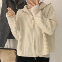 Korean Tide brand lazy wind Joker cardigan womens autumn and winter small white short loose knit sweater jacket