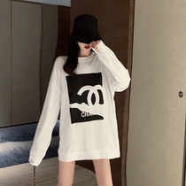 South Korea 2021 autumn and winter new white clothes female loose BF lazy wind long loose top clothes missing